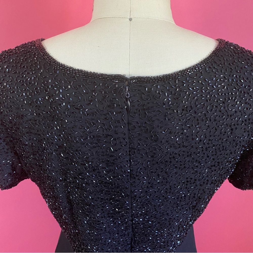 Vintage 80s/90s SILK Fairy Glam Bead Embellished Mini Party Dress Silk Skirt 8 - Picture 12 of 17